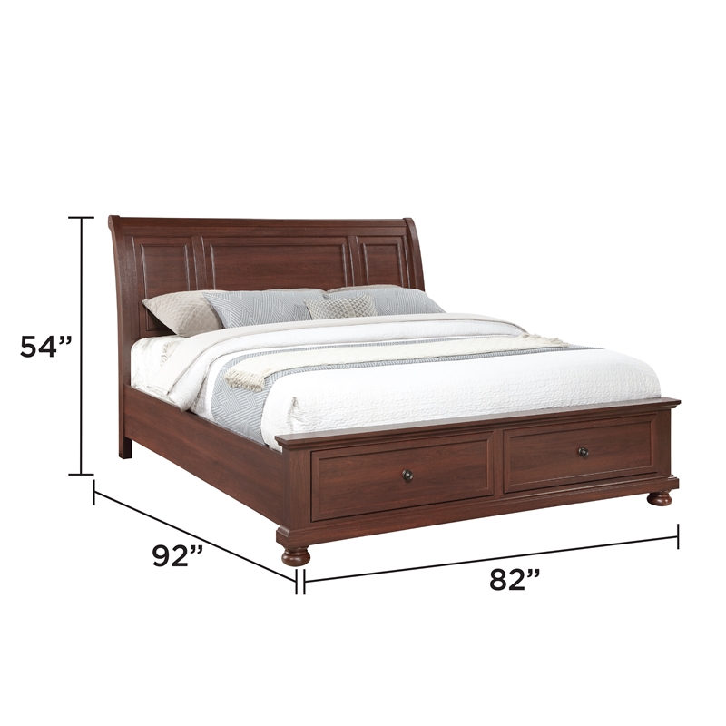 Boston Traditional King 5 Pc Bedroom Set in Walnut