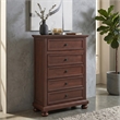 Boston Traditional Wood 5-Drawer Chest in Walnut with Classic Bun Feet