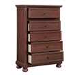 Boston Traditional Wood 5-Drawer Chest in Walnut with Classic Bun Feet