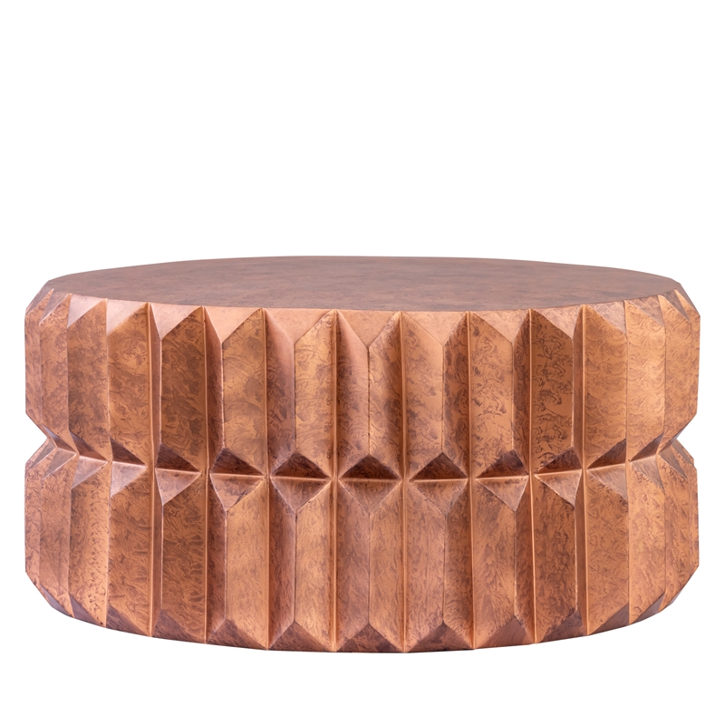 Modern Angular Panel Aluminum Coffee Table in Antique Copper