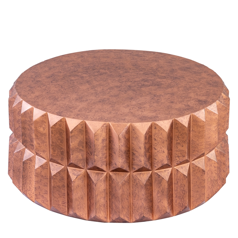 Modern Angular Panel Aluminum Coffee Table in Antique Copper