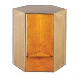 ET529 Geometric Gold Iron End Table with Modern Open Frame Design
