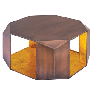 CT529 Geometric Copper Iron Coffee Table with Modern Open Frame Base
