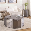 CT529 Geometric Silver Iron Coffee Table with Modern Open Frame Base