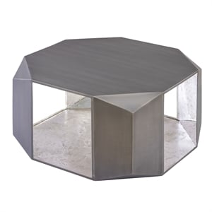 CT529 Geometric Silver Iron Coffee Table with Modern Open Frame Base