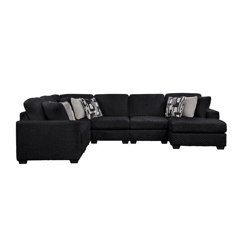 Maxwell Modern Sectional Sofa with Premium Upholstery in Black