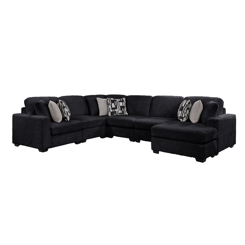 Maxwell Modern Sectional Sofa with Premium Upholstery in Black