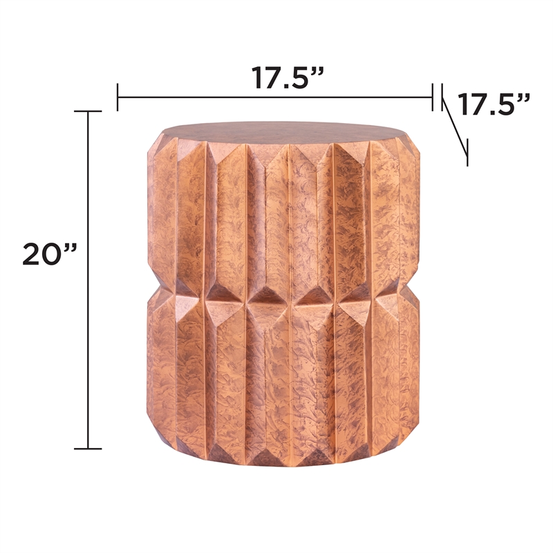 Modern Angular Panel Iron End Table Side Table in Antique Copper