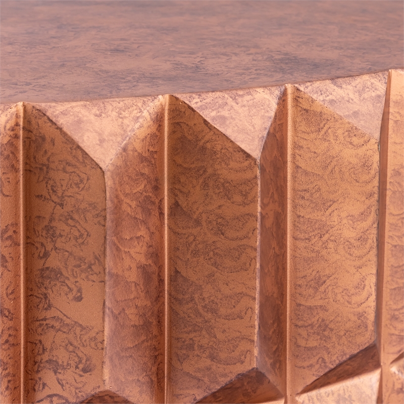 Modern Angular Panel Iron End Table Side Table in Antique Copper