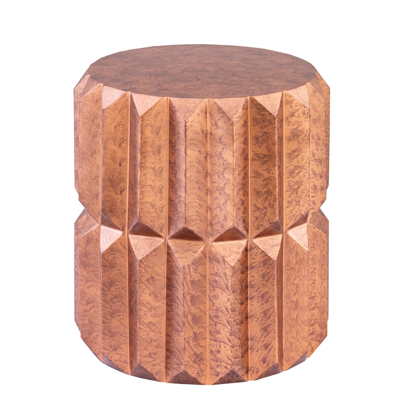 Modern Angular Panel Iron End Table Side Table in Antique Copper