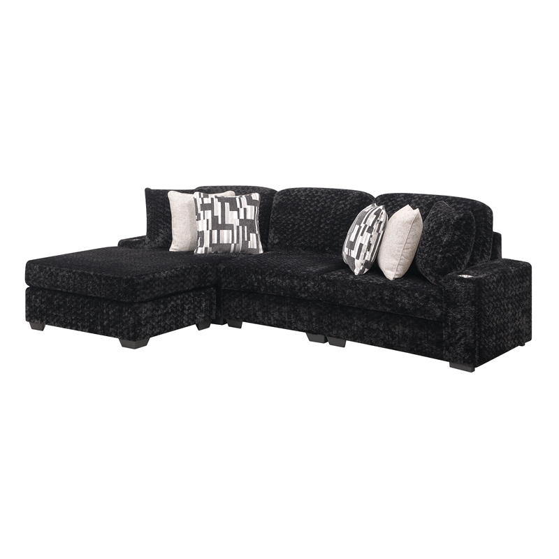 Galaxy Home Magnum Modern Sectional Sofa with Premium Upholstery in Black
