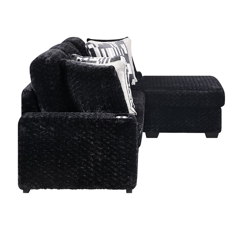Galaxy Home Magnum Modern Sectional Sofa with Premium Upholstery in Black