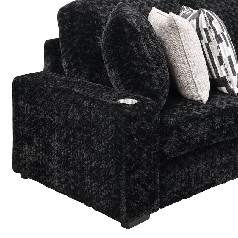 Galaxy Home Magnum Modern Sectional Sofa with Premium Upholstery in Black