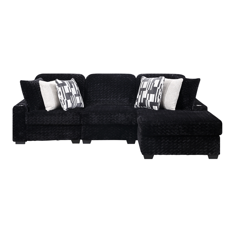 Galaxy Home Magnum Modern Sectional Sofa with Premium Upholstery in Black
