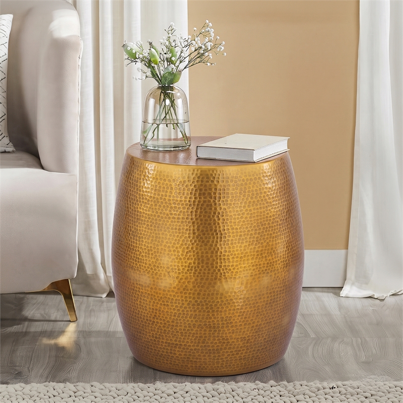 ET-201 Modern Style Oval End Table Side Table made with aluminum sheet in Gold