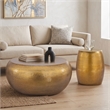 ET-201 Modern Style Oval End Table Side Table made with aluminum sheet in Gold