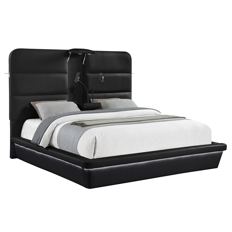 Futura Modern Upholstered King Bed with Reinforced Slat Support in Black