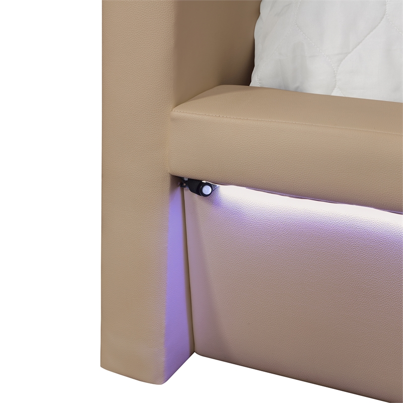 Futura Modern Upholstered King Bed with Reinforced Slat Support in Caramel