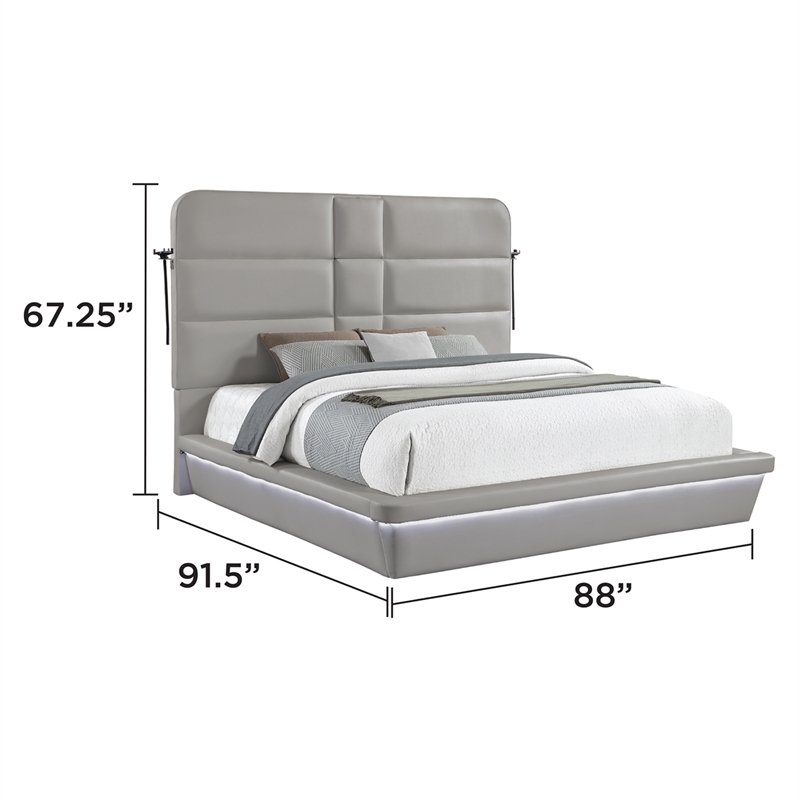 Futura Modern Upholstered King Bed with Reinforced Slat Support in Gray