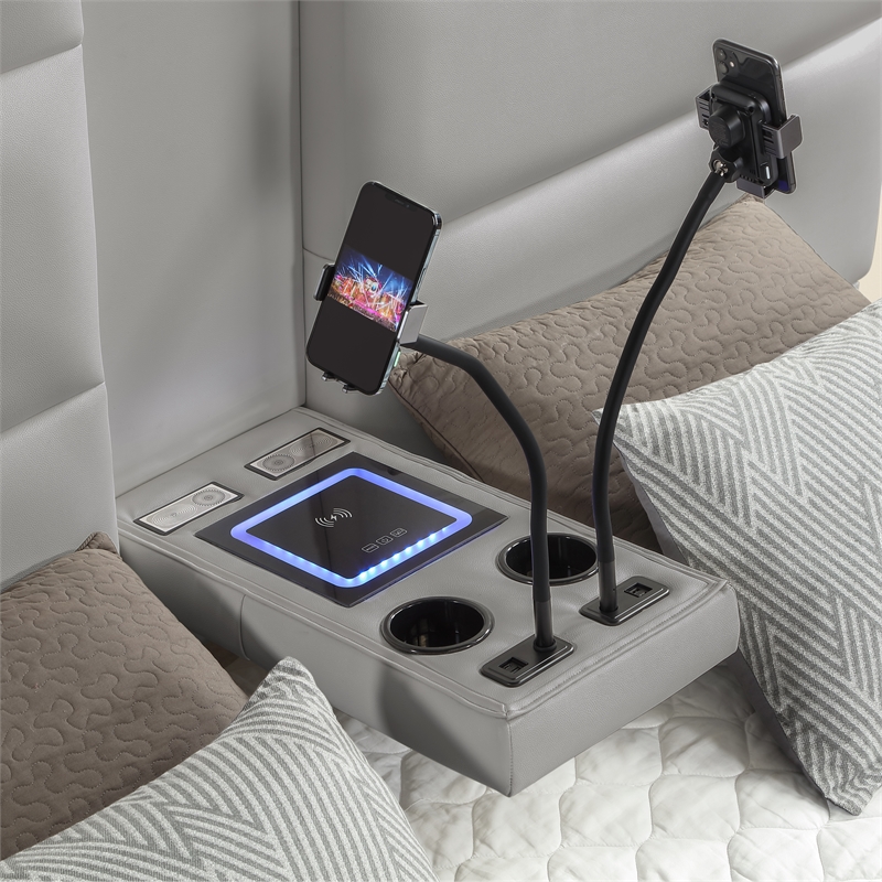 Futura Modern Upholstered King Bed with Reinforced Slat Support in Gray