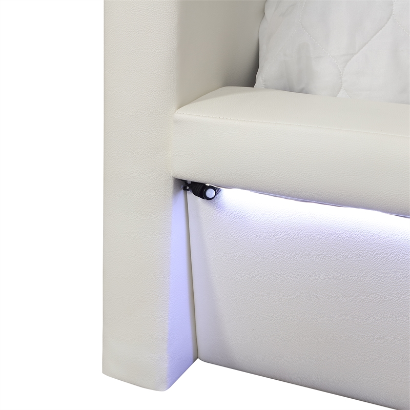 Futura Modern Upholstered King Bed with Reinforced Slat Support in White