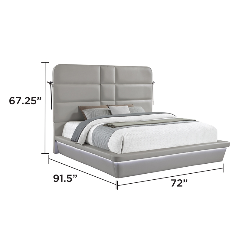 Futura Modern Upholstered Queen Bed with Reinforced Slat Support in Gray
