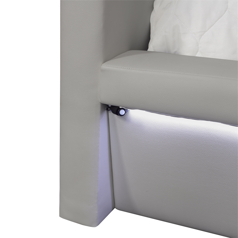 Futura Modern Upholstered Queen Bed with Reinforced Slat Support in Gray
