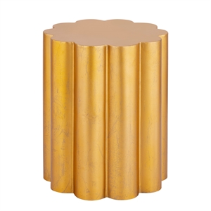 Fluted Scalloped Aluminum End Table with Wire-Brushed Gold Finish