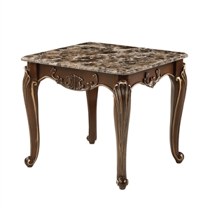 Lotus Traditional style End table in champagne gold and gold brush
