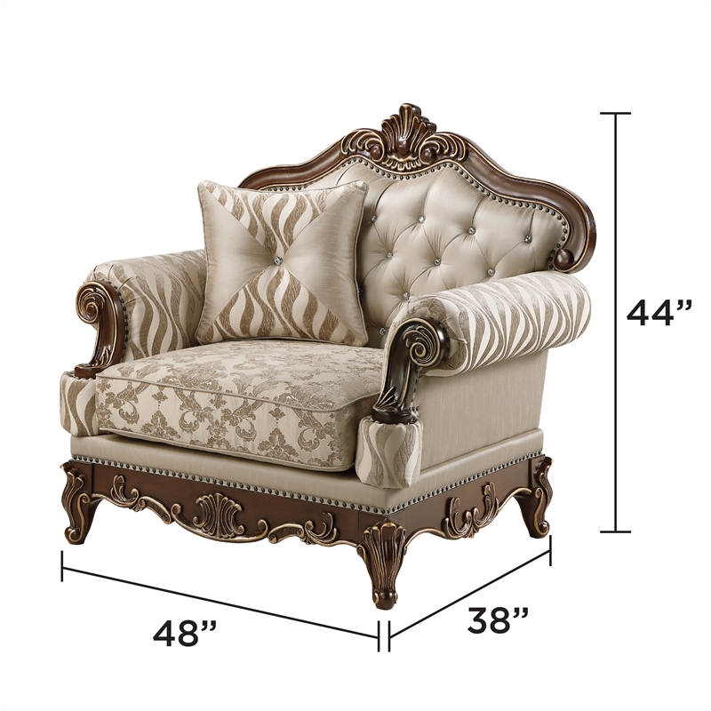 Lotus Traditional style Chair in champagne gold and gold brush