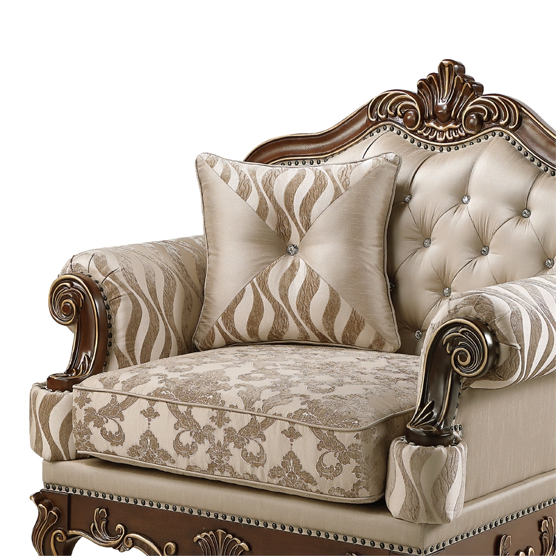 Lotus Traditional style Chair in champagne gold and gold brush