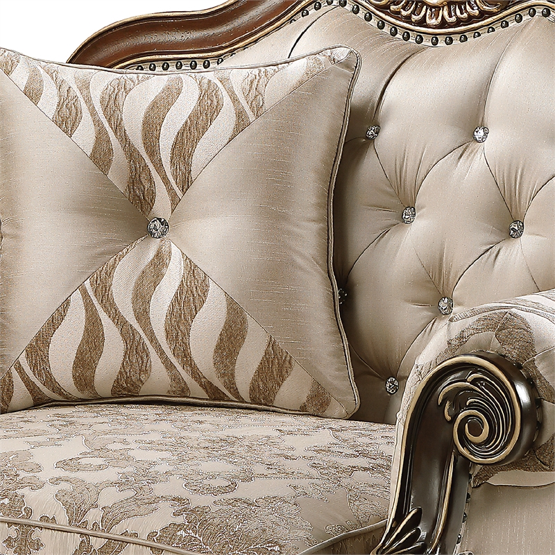 Lotus Traditional style Chair in champagne gold and gold brush