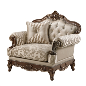 Lotus Traditional style Chair in champagne gold and gold brush