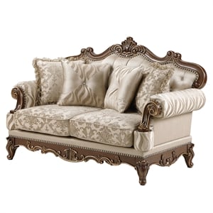 Lotus Traditional style Loveseat in champagne gold and gold brush