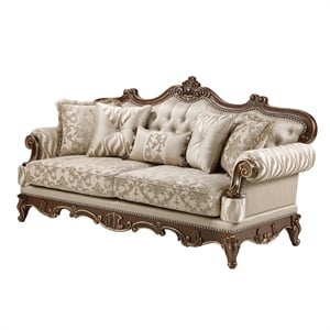Lotus Traditional style Sofa in champagne gold and gold brush