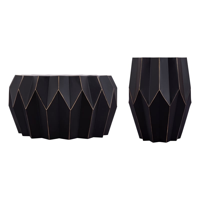 CT-401 & ET-401 Black Metal Coffee & End Table Set Contemporary 2 Piece