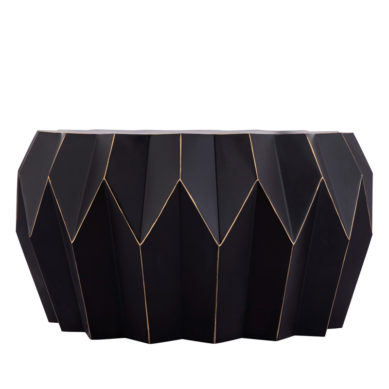 CT-401 Contemporary Black Metal Coffee Table with Faceted Base