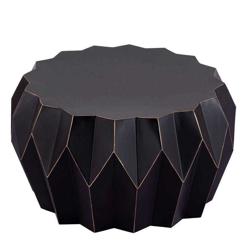 CT-401 Contemporary Black Metal Coffee Table with Faceted Base