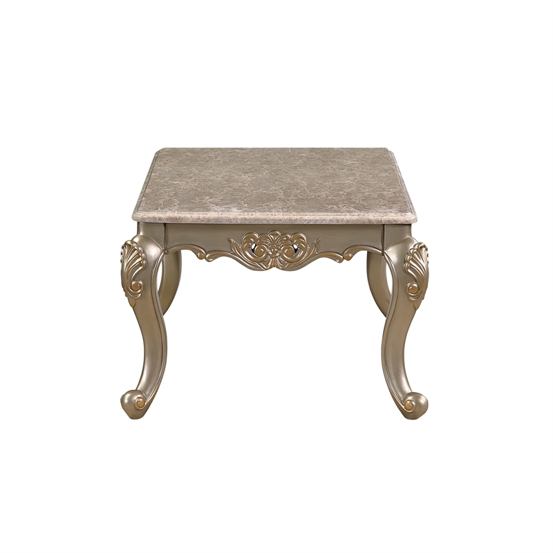 Royale Faux Marble Coffee Table with Carved Champagne Gold Base