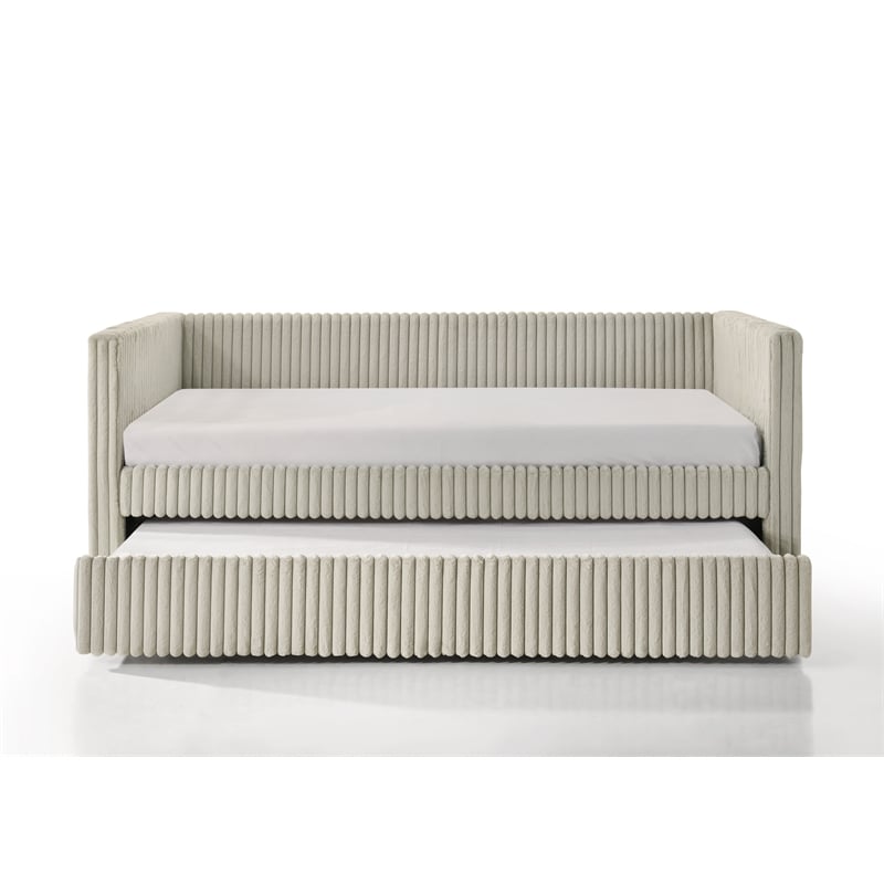 Cody Ribbed Corduroy Upholstered Daybed with Pull-Out Trundle
