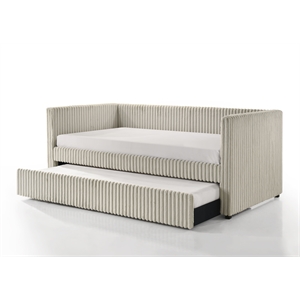 Cody Ribbed Corduroy Upholstered Daybed with Pull-Out Trundle