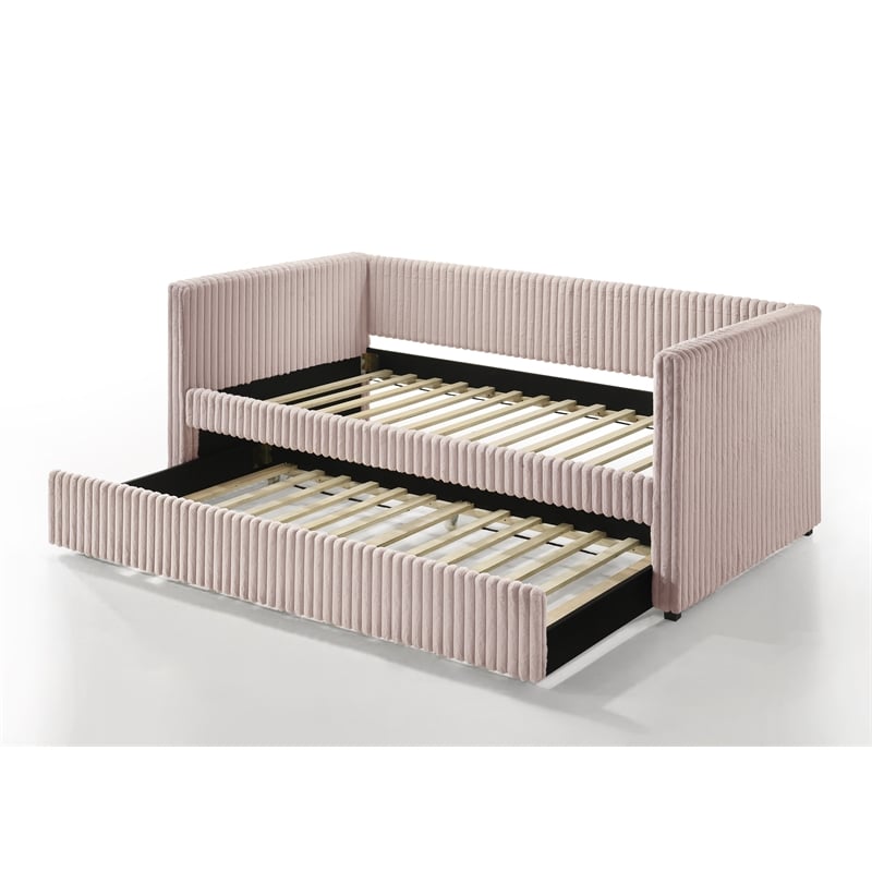 Cody Ribbed Corduroy Upholstered Daybed with Pull-Out Trundle