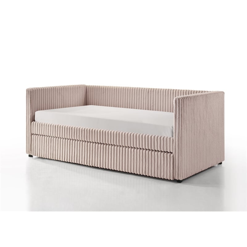 Cody Ribbed Corduroy Upholstered Daybed with Pull-Out Trundle