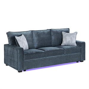 RITA 2-Piece Black Fabric Living Room Set with LED Base Lighting