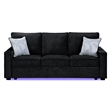 Rita Modern Black Fabric Upholstered Sofa with Built-In LED Base Lighting
