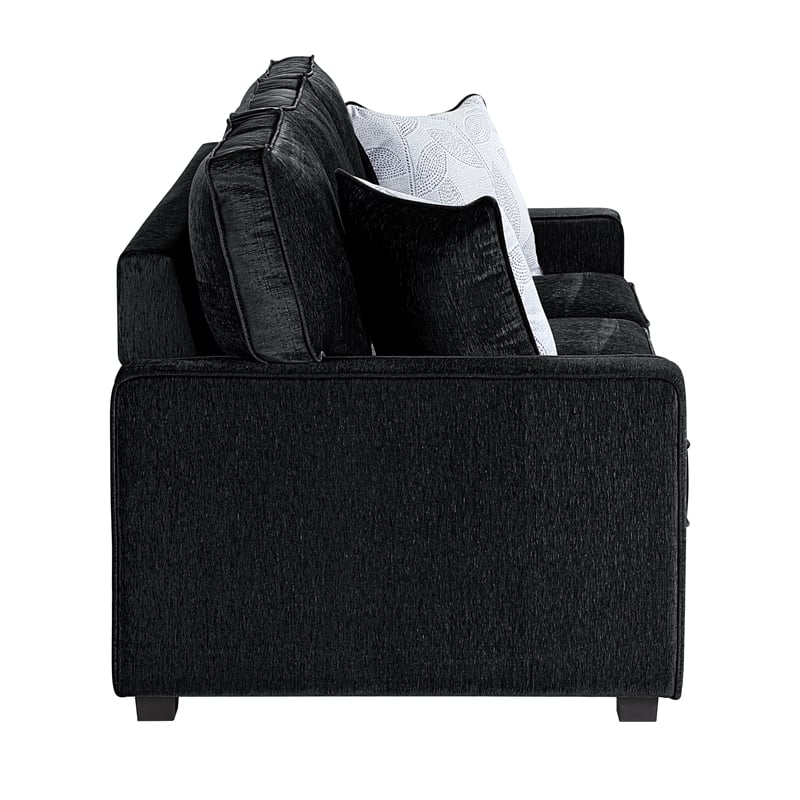 Rita Modern Black Fabric Upholstered Sofa with Built-In LED Base Lighting