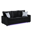 Rita Modern Black Fabric Upholstered Sofa with Built-In LED Base Lighting