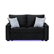 Rita Modern Black Fabric Loveseat with Built-In LED Base Lighting