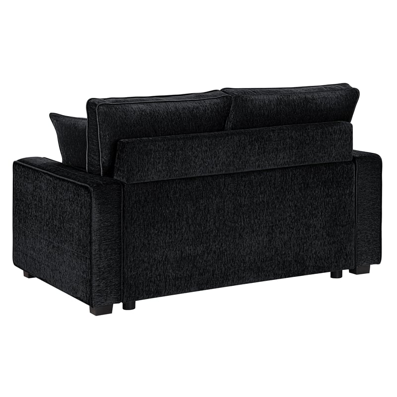 Rita Modern Black Fabric Loveseat with Built-In LED Base Lighting