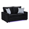 Rita Modern Black Fabric Loveseat with Built-In LED Base Lighting
